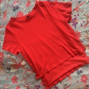 Topshop Textured Red Blouse